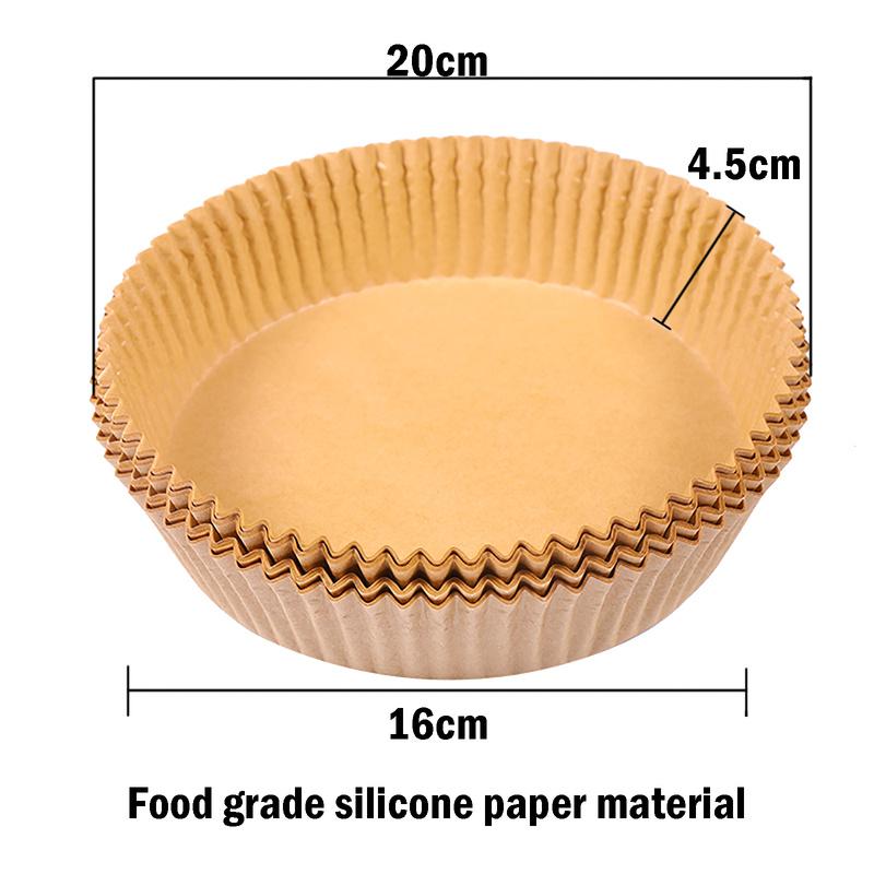 100 PCS Air Fryer Lined Disposable Paper Lined Natural Non-porous Round Baking Paper Non-stick Waterproof Greaseproof Paper