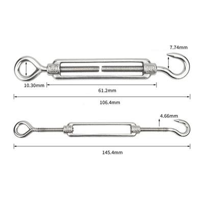 5PCS Stainless Steel 304 OC Type Turnbuckle Hook And Hook CC Type Wire Rope Tension Heavy Duty  For Sun Shade Sail Cable Railing