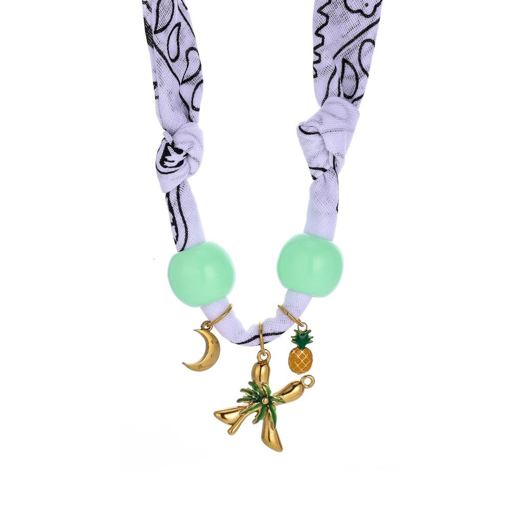 Personality Flower Scarf Chain Necklace Ethnic Style Ocean Series Necklace Nylon Rope Choker  Women