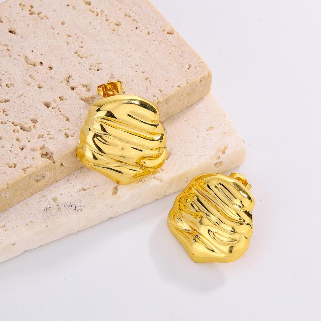 18K Gold Plated Titanium Steel Earrings with Butterfly, Flower, and Bowknot Designs