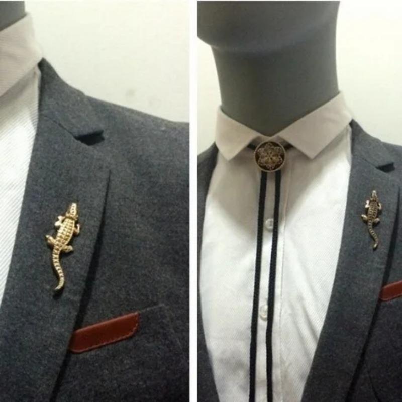 Metal Crocodile Brooch Retro Gold Series Suit Shirt Jacket Coat Collar Pin Fashion Clothing Accessories Item