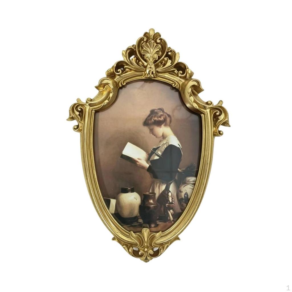 Resin Picture Frame Ornate Oval Vintage for Living Room