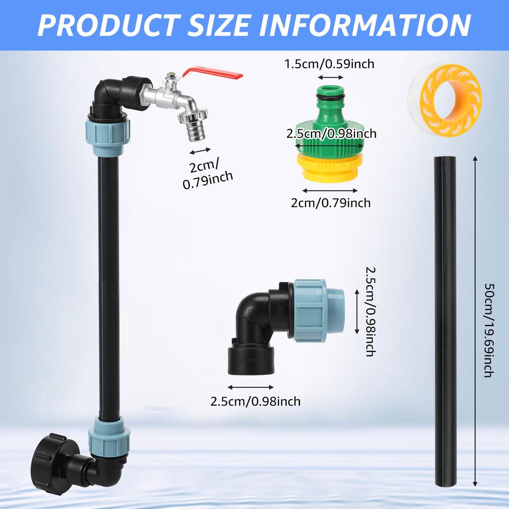 IBC Tank Svanhals med 3/4 Tums Utloppskran Regnvattentunna Utloppskran IBC Tank Tillbehör Zinklegering för 1000L Regnvattentank