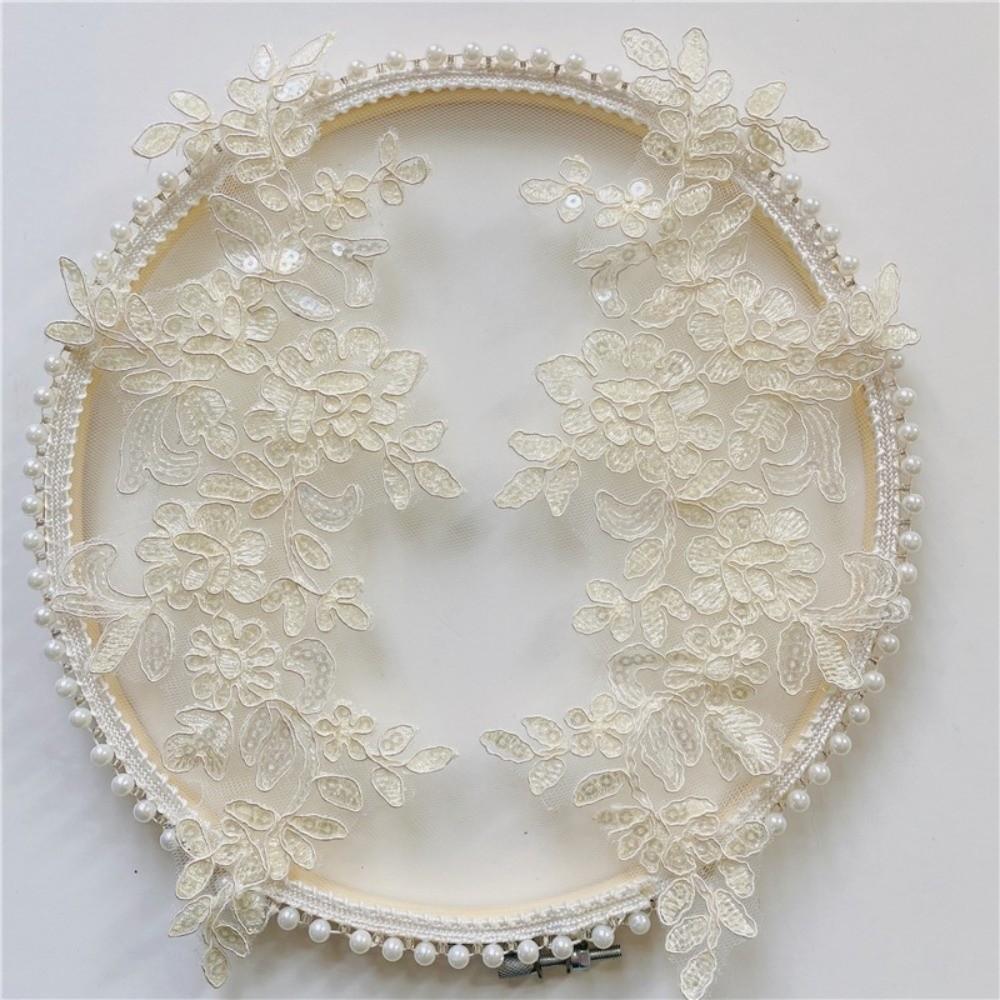 1Pair Polyester Fiber Embroidery Flower Patches DIY Handmade Floral Patches Floral Applique Lace Patch Clothing Accessories