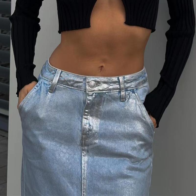 Повседневная джинсовая юбка — фото 8