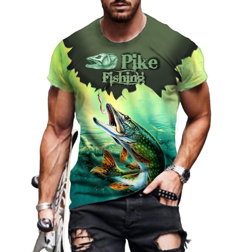 Men's Short sleeved T-shirt 3D Vitality Fish Pattern Printed Fashionable