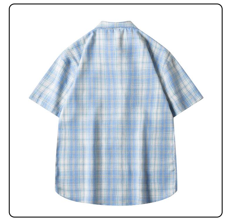 Trendy Men's Hong Kong Style Plaid Shirt - Casual Summer Short Sleeve