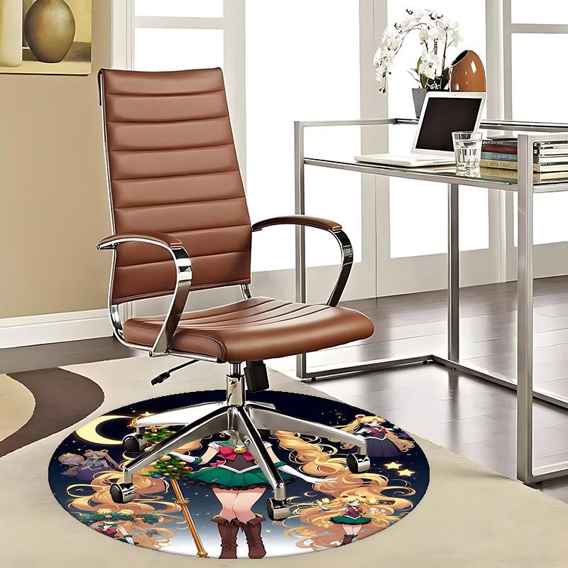 

1pc Anime Sailor Moon Christmas Tree Round Carpet - Office Chair Mat, Non-Slip Rug for Home Decor, Seasonal Gift, Suitable for Office, Living Room, Be 80cm by 80cm