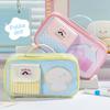 1PC Sweet Fruit Puppy House Motif Pencil Case Multi-Layer Pocket Large Capacity Portable Stationery Storage Pen Bag