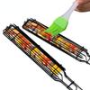 Barbecue Grilling Basket Stainless Steel Folding BBQ Rack Portable Grill Mesh with Handle Perfect for Outdoor Camping Picnic