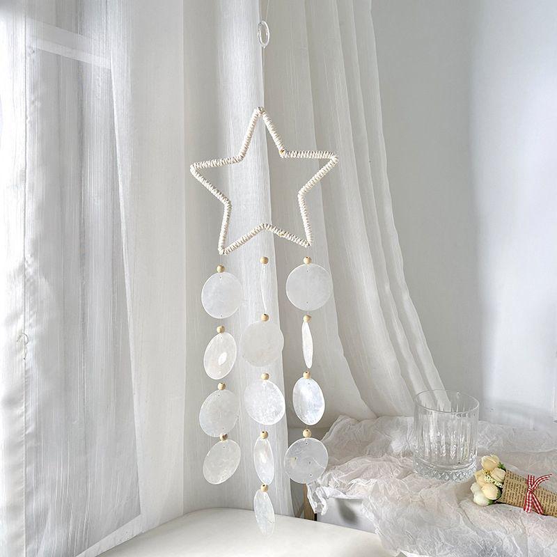 Seashell Wind Chime & Dream Catcher Pendant - Handmade Heart Ornament for Indoor Room Decor