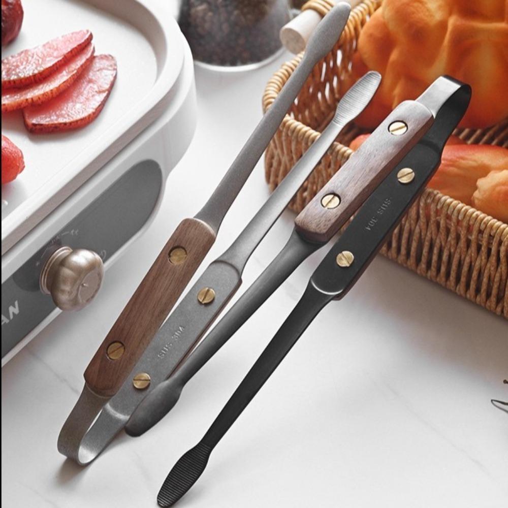 Anti-scalding 304 Stainless Steel BBQ Tongs Anti-slip Barbecue Tool Steak Clip Home Cooking