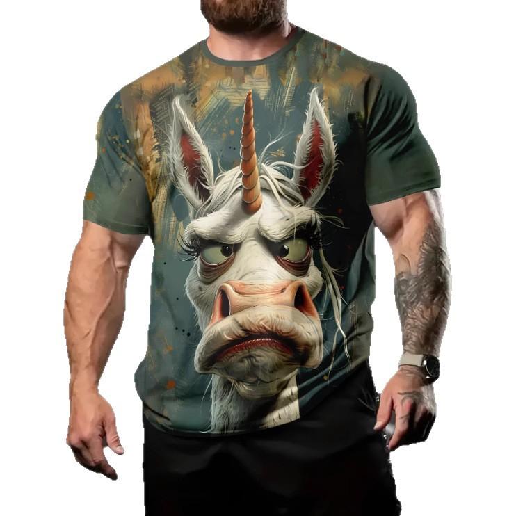 ForYourBeauty Heren Grappig Bedrukte Korte Mouw Stijlvolle Eenvoudige Top T-shirts Heren 6XL