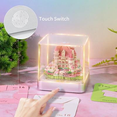 Time Piece Calendar 2027 Desk Calendar With Led Light 3D Tear-Away Calendar Paper Carving Art Memo Pad Notepad Desktop Decor