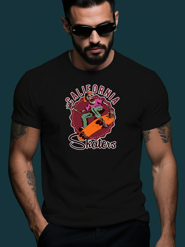 Skateboard Skull Trendy Streetwear Summer Casual Round Ne...