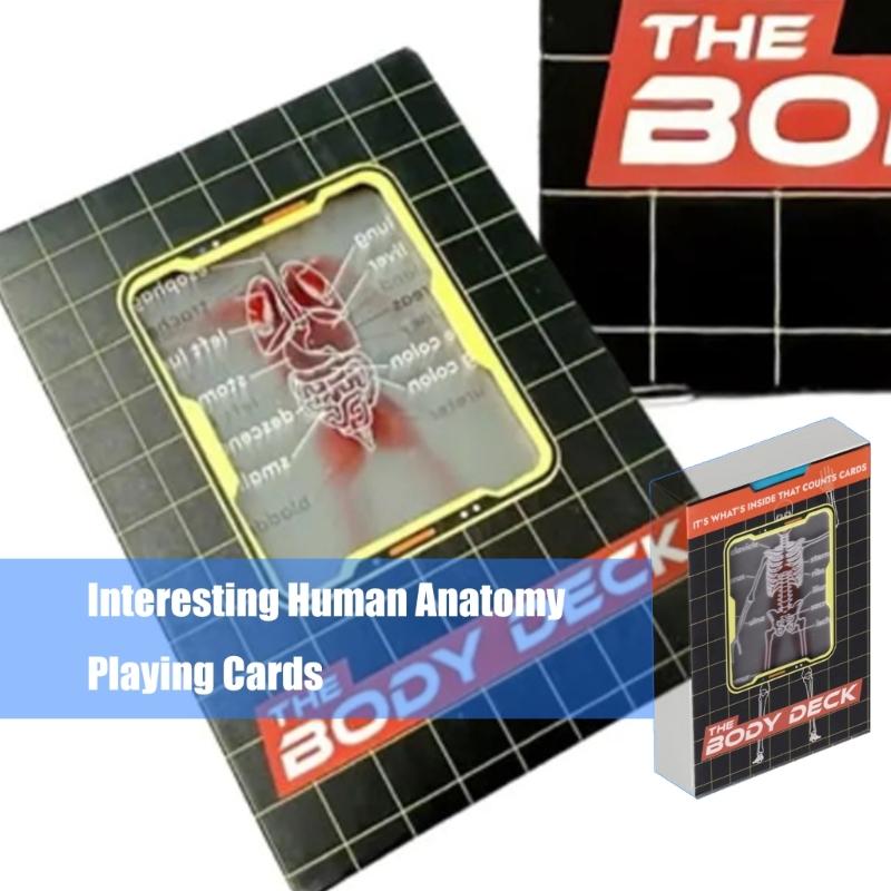 1/2/3 talie Rodzina Przyjaciel Gra Planszowa Pokerowa Karty do Gry Śmieszne Przezroczyste Anatomia Człowieka Talia Kart Prezent do Domu Trwałe