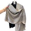 Double-sided Imitation Cashmere Geometric Lattice Texture Printing Thickened Warm Scarf Air-conditioned Room Shawl Outside