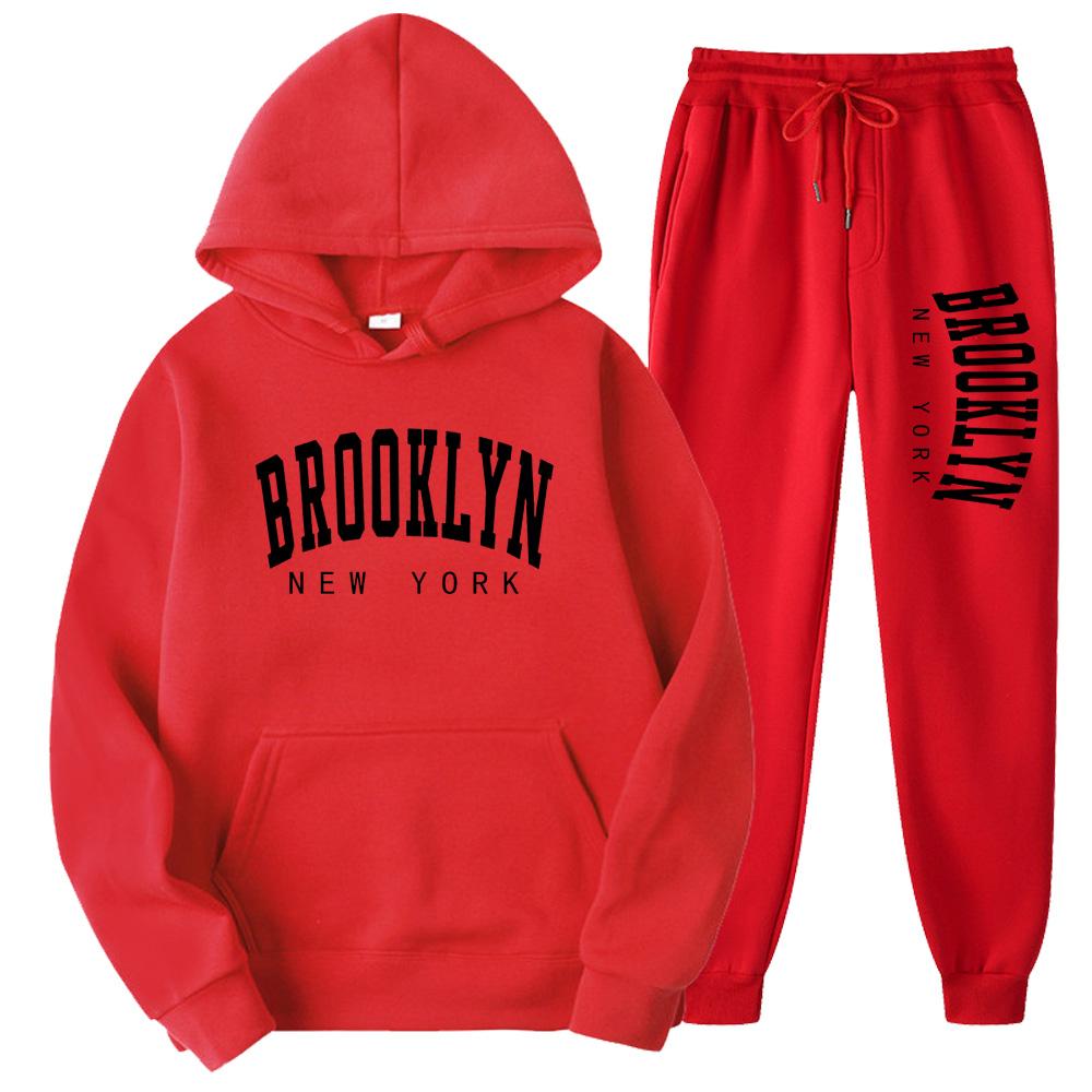 

БРУКЛИН НЬЮ-ЙОРК Осень-зима Женская толстовка с капюшоном Костюм Чистый хлопок Парные толстовки для бега Оверсайз Уличная одежда 3XL