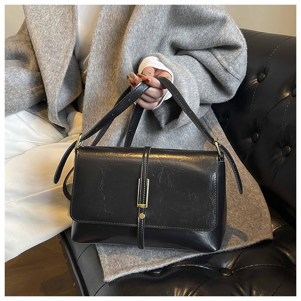 Retro Style Faux Leather Square Shoulder Bag Large Capacity Crossbody Purse for Women KTB