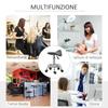 Height-Adjustable Stool with 5 Wheels and Ergonomic Foam-Padded Seat, 36.2x37.5x51-66 cm, Black