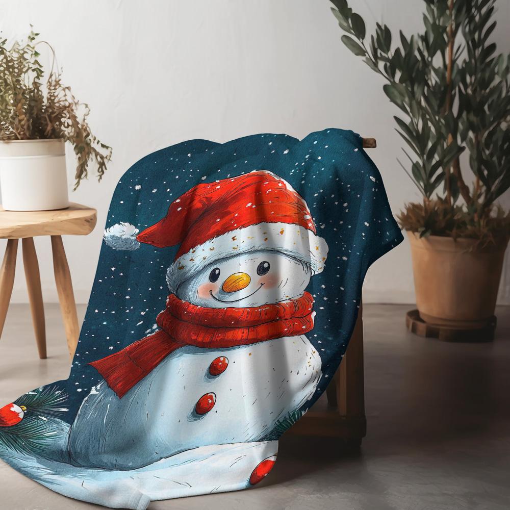 

Tuniu Cute snowman plush blanket for winter sofa bed home decor warm soft fleece throw gift 75x90cm