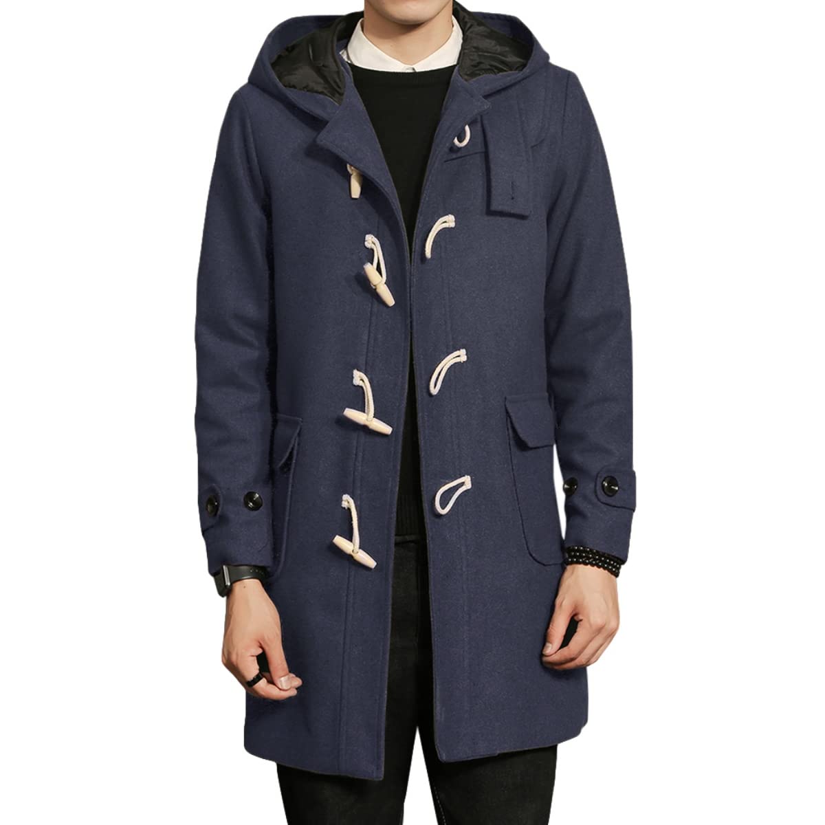 

FOMANSH Длинное пальто-дафлкот с капюшоном и для холодной погоды и больших размеров, мужская шапка, ветрозащитное, 5L синий