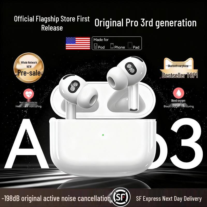 Pro3 In-Ear Bluetooth Noise-Cancelling Headphones, 6th Gen with A8 Heart Rate Monitoring AI.