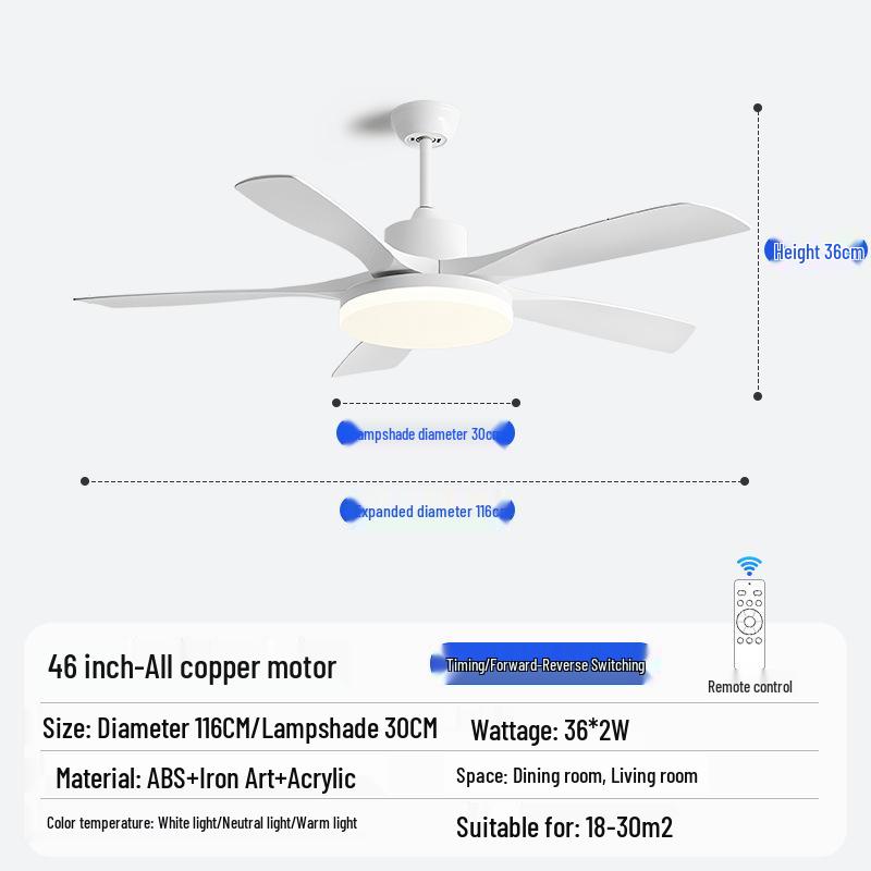 Nordic Industrial-Style Silent Ceiling Fan Chandelier for Home or Commercial Use