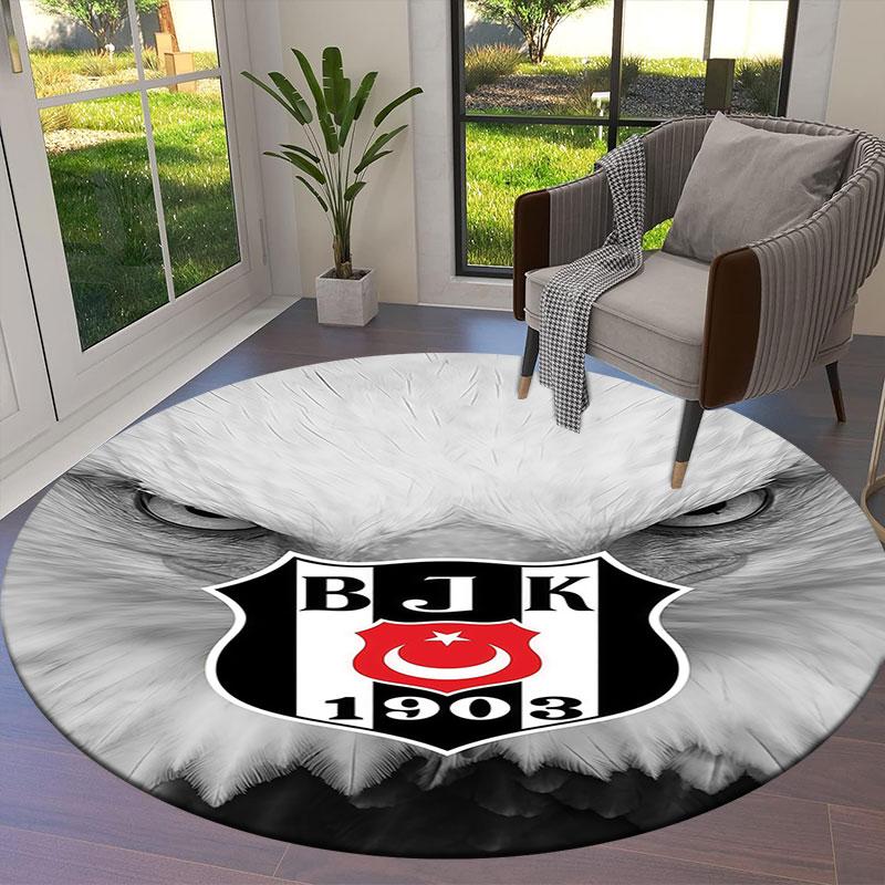 Besiktas Gymnastics Club Round Area Rug,Carpet Rug for Living Room Bedroom Sofa Playroom Decor,Non-slip Floor Mat