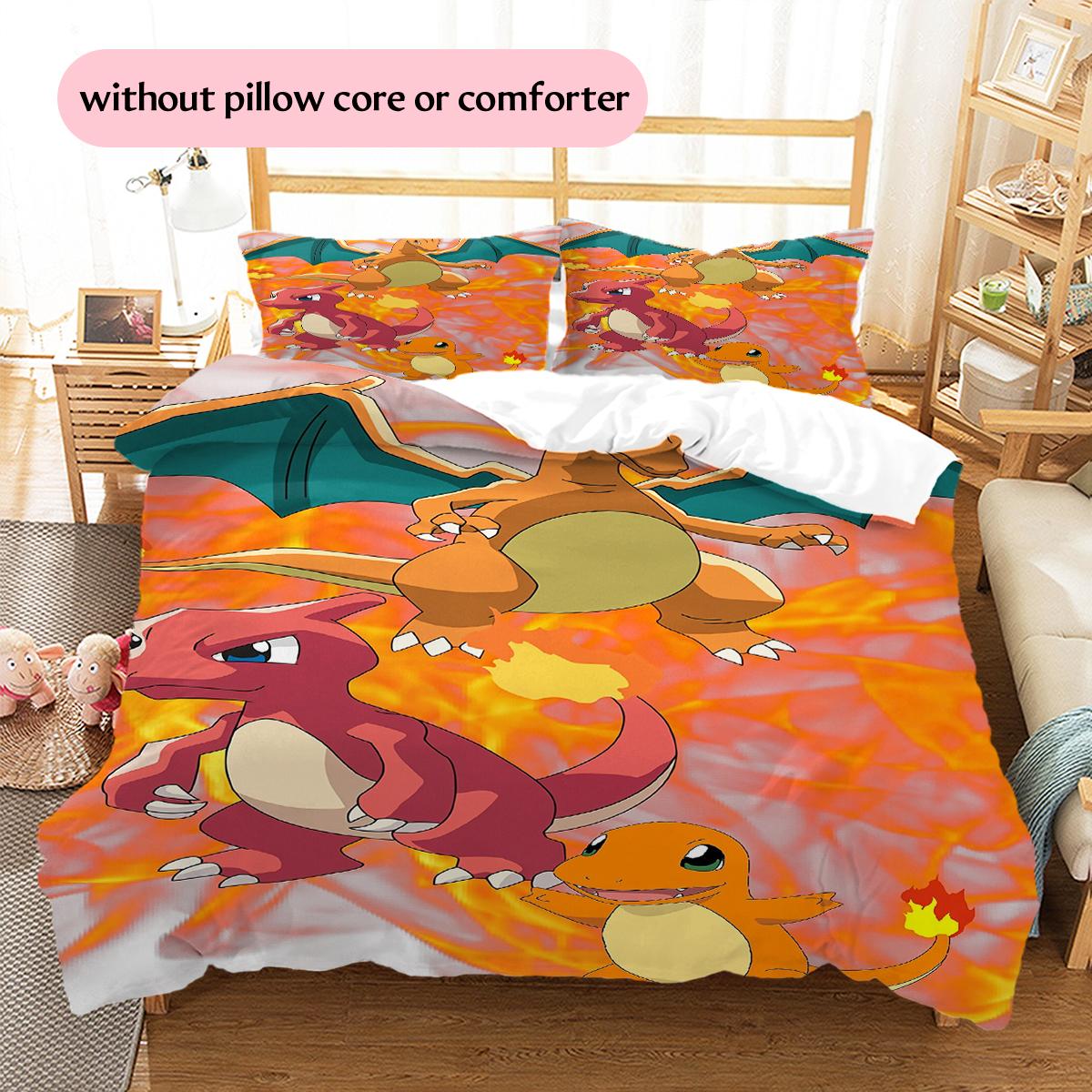 

Charmander Pokémon Pattern Bedding Home Decoration Birthday Gift (1 * duvet cover + 2 * pillowcase, without core) 260x240cm