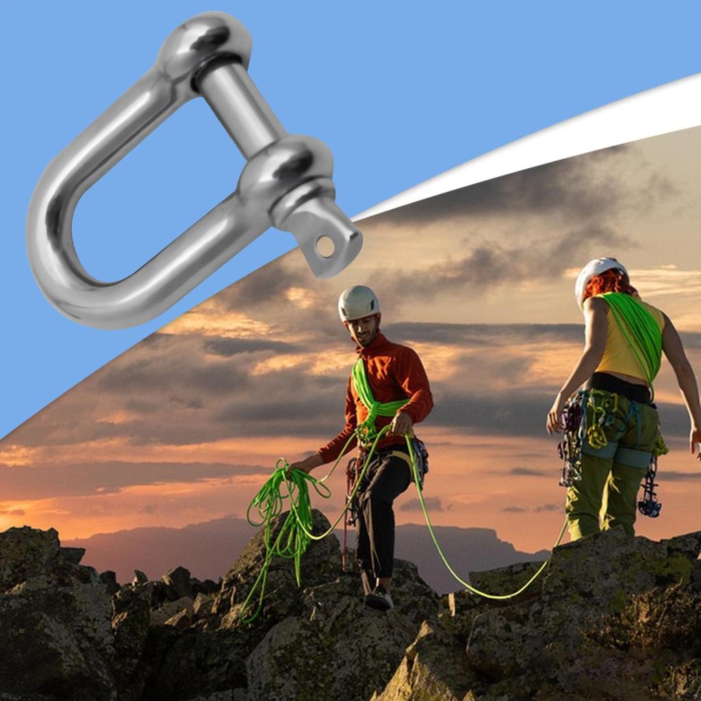 D Ring Shackles 10-Pieces Stainless Steel D-Shaped Bow Shackles Rigging Safety Equipment Tool For Survival Camping