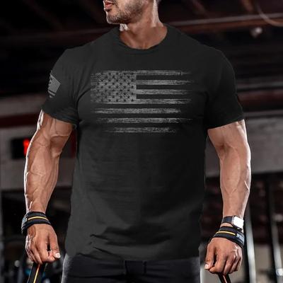 Gym T-shirts 3d Print USA Flag T-shirts Summer Casual Short-sleeved Men's T-shirts