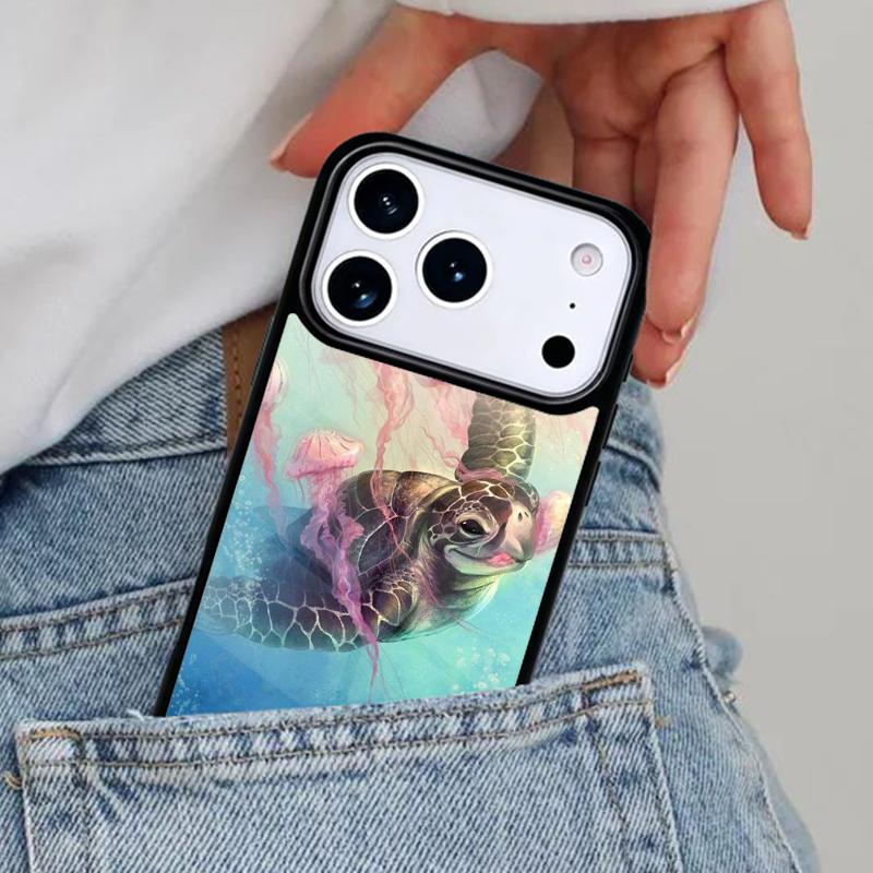 Cute Turtles Painted Phone Case for iPhone 16e 15 14 13 12 17 Pro Max Plus Air 17pro Cover Coque