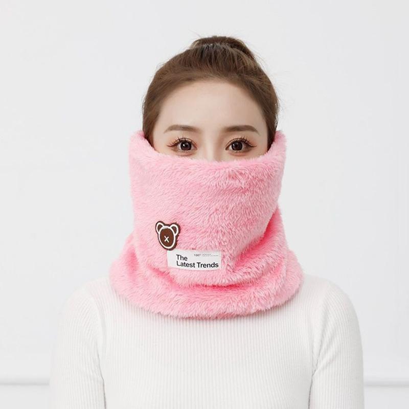 Solid Winter Warm Collor Ring Scarf Thickened Plush Windproof Neck Gaiter Cold-Proof Outdoor Skiing Running Men Women Muffler