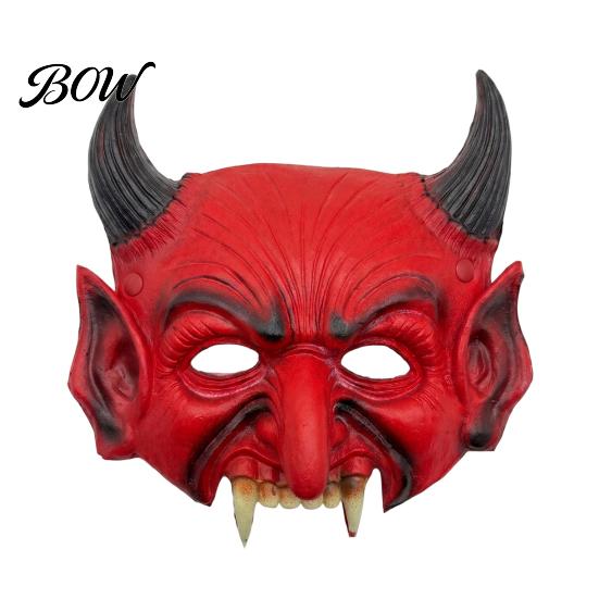 Comfortabel Ademend Masker Halloween Demon Schuimmasker, Rode Duivel Eng Halve Gezicht Zacht voor Cosplay, Kostuum, Maskeradefeest Accessoires Realistisch