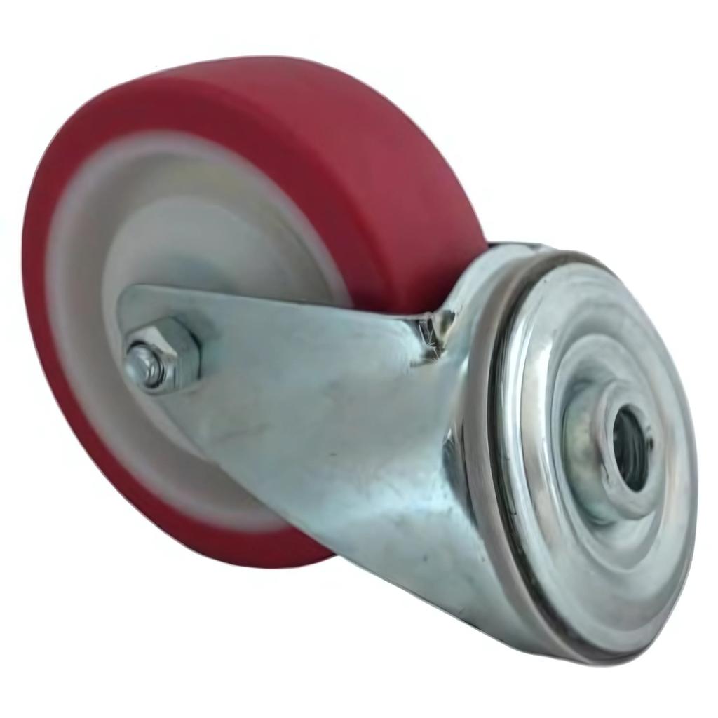 Swivel wheel, caster set, 125mm, 150kg, JPPU 1255 RED, polyurethane