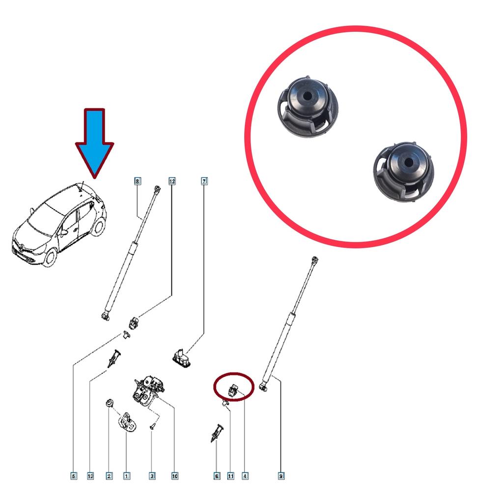 ESP1253 2 Pieces Rear Trunk Tailgate Stop Buffer for Renault Megane MK4 Laguna MK3 Vel Satis 8200080015
