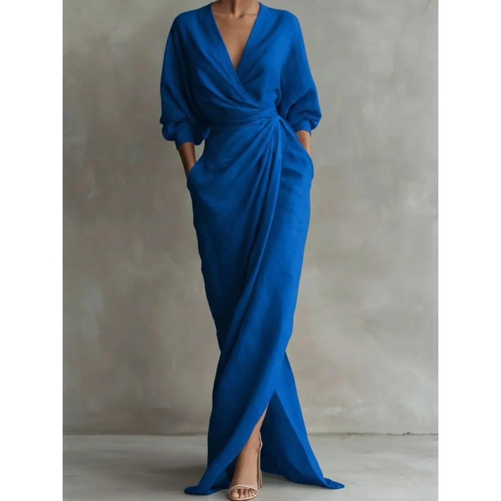 Elegante Maxi wikkeljurk voor dames met lange mouwen