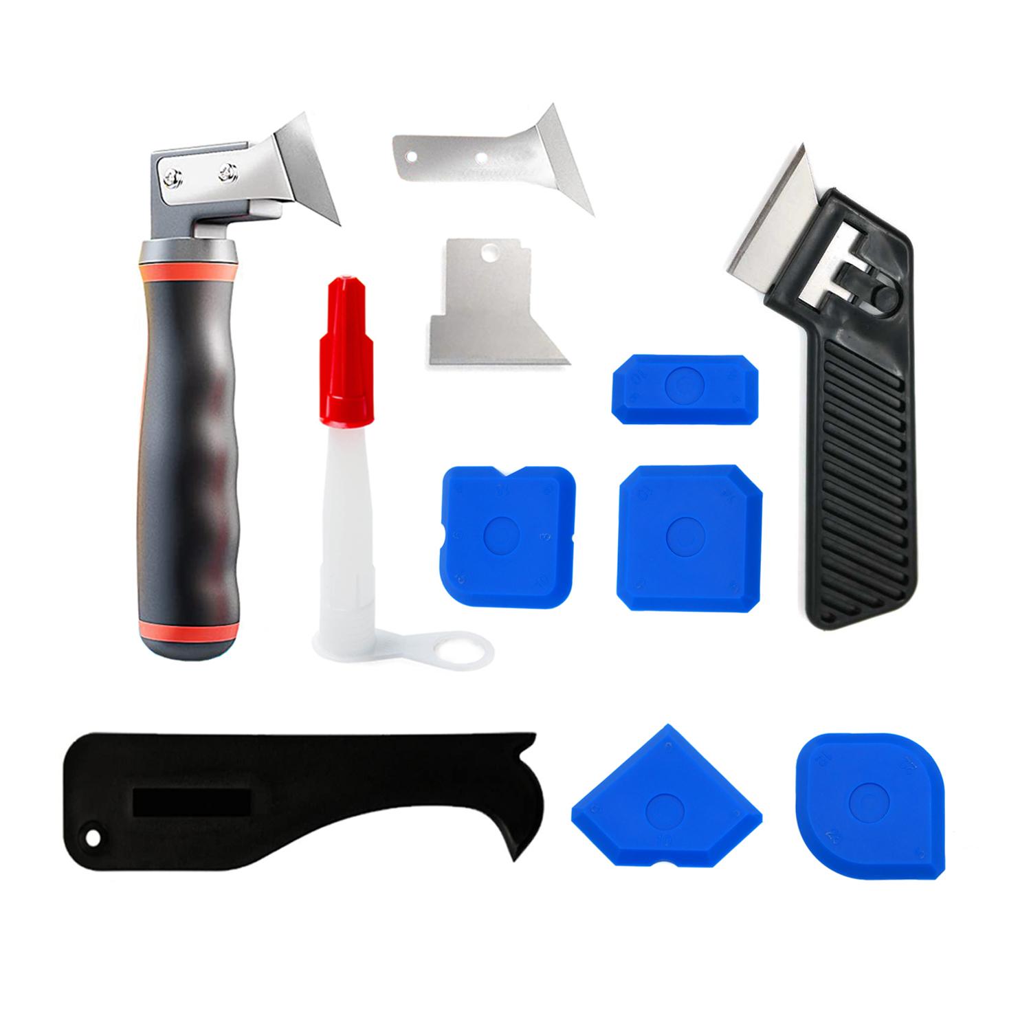 Professional Sealant Machining Set Including Joint Knife, Joint Smoother, Replacement Blades and Caulking Nozzle (Red,Caulking Tool Kit) красный