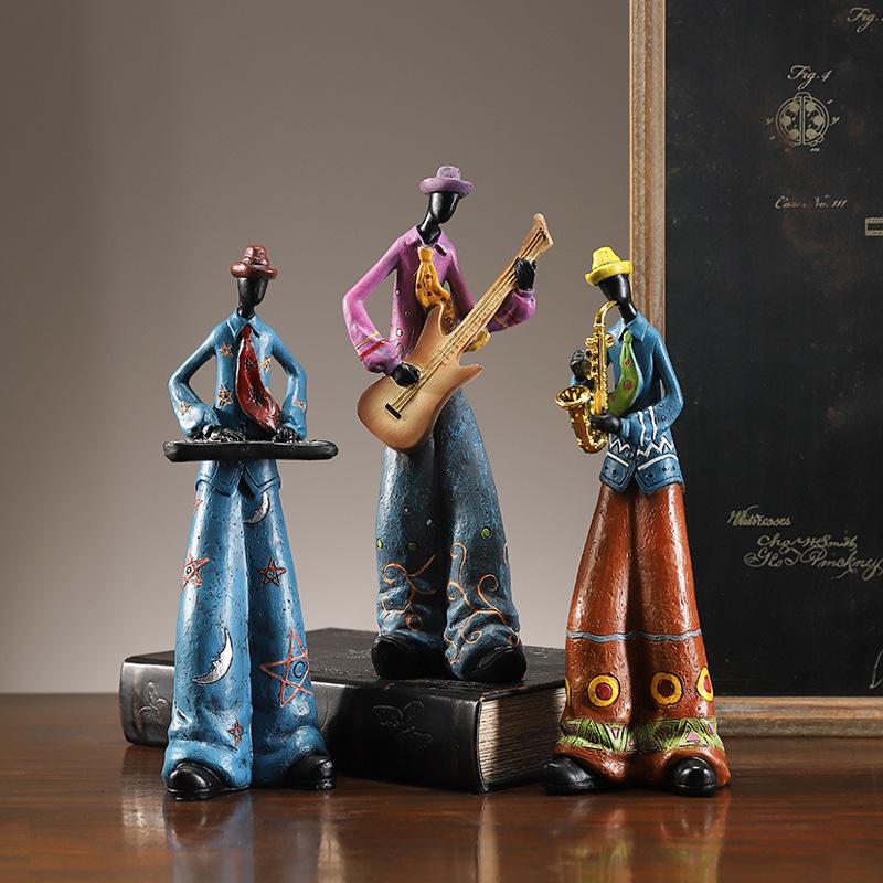Xianci Retro Band Figure Ornament for Home and Living Room Decor, Perfect for Wine Cabinet, Bookcase, or Electronic Organ Display.
