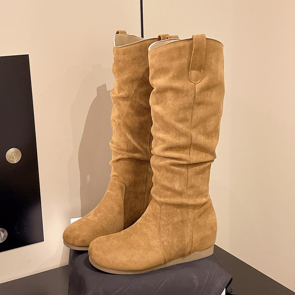 Retro Boots Children's Autumn and Winter 2025 Heightening Single Boots Tall Merad Western Flat-bottomed Stacking Boots