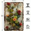 Vintage Metal Wall Art Rustic Tin Sign Cactus Flower Retro Decor