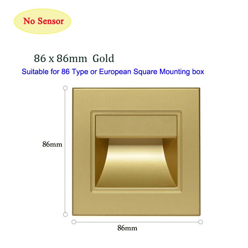Square 86Type PIR Motion Detector Sensor Led Stair Light Infrared Human Body Induction Lamp Recessed Steps Ladder Staircase Wall