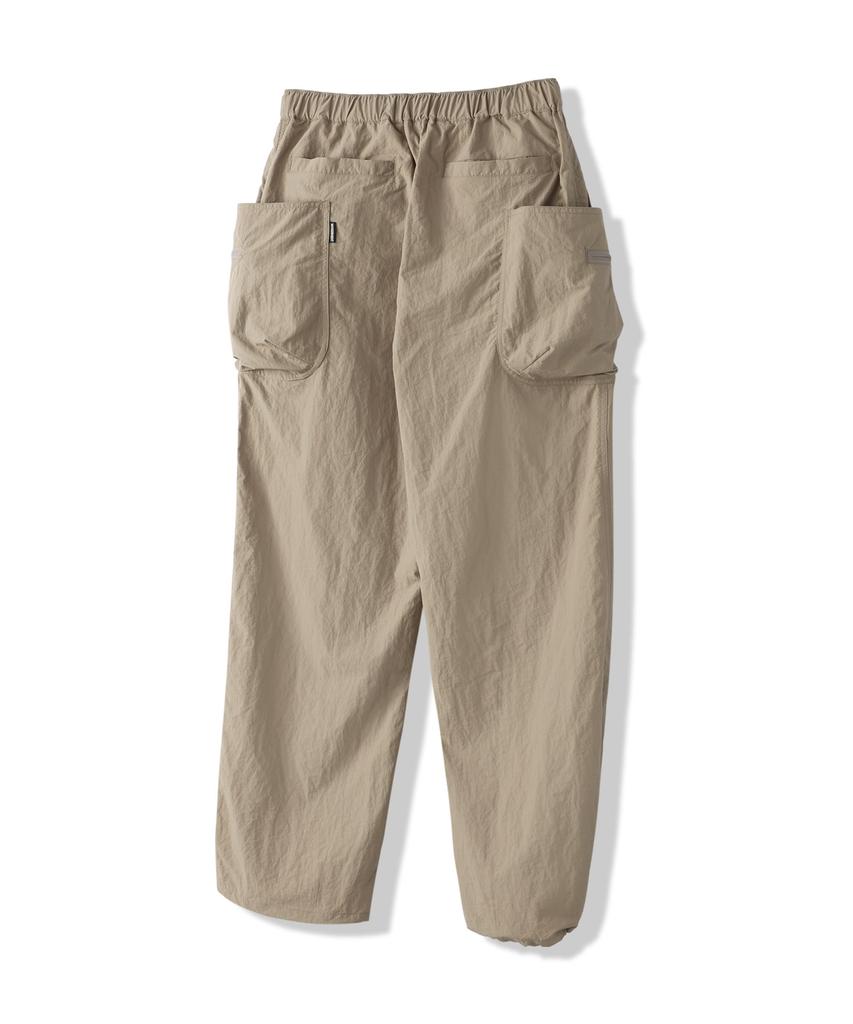 MODERMENT [Nylon] Belted Tech Cargo String Pants [Beige]