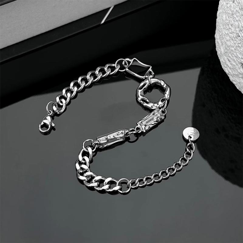 Fashionable And Creative Irregular Circular Zircon Bracelet Neutral And Cool Punk Style Silver Color Daily Party Jewelry Gift