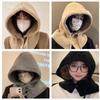 Winter Balaclava Hats For Women Unisex Knitted Hooded Caps Outdoor Warmer Drawstring Hat One-Piece Neck Collar Beanies Caps