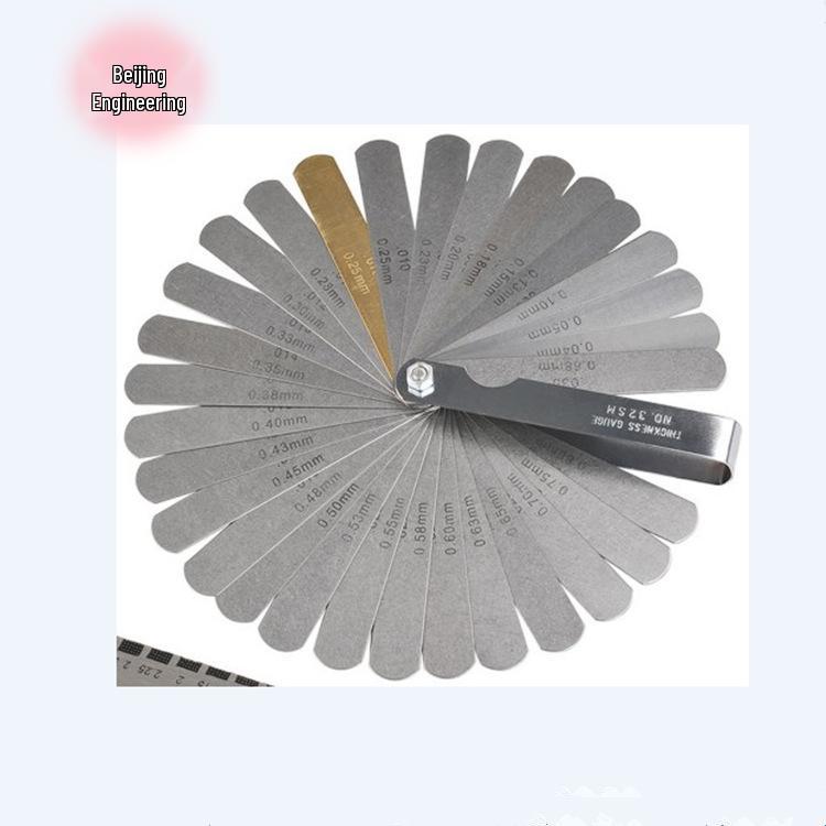 32-Piece Copper Valve Feeler Gauge Set (0.04-0.88mm) for Guitar - Micrometer Shims (.0015-.035 Inch)