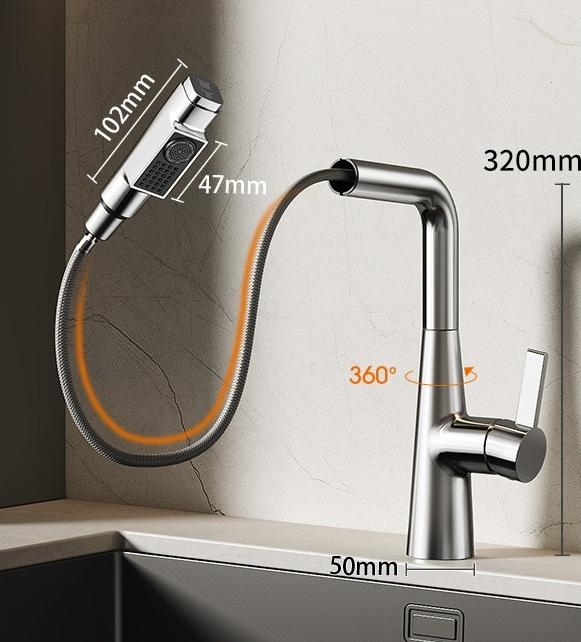 Kitchen Sink Faucet Pull-out Basin Faucets Universal Rotation Laundry Sink Cabinet Faucet Deck Mounted Cold and Hot Water Tap