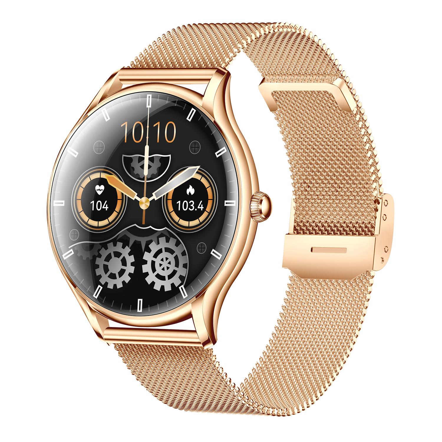 

QS36 Стальной ремешок 1,43-дюймовые смарт-часы Мониторинг сердечного ритма и сна Bluetooth-совместимые Звонки Спортивные часы Gold