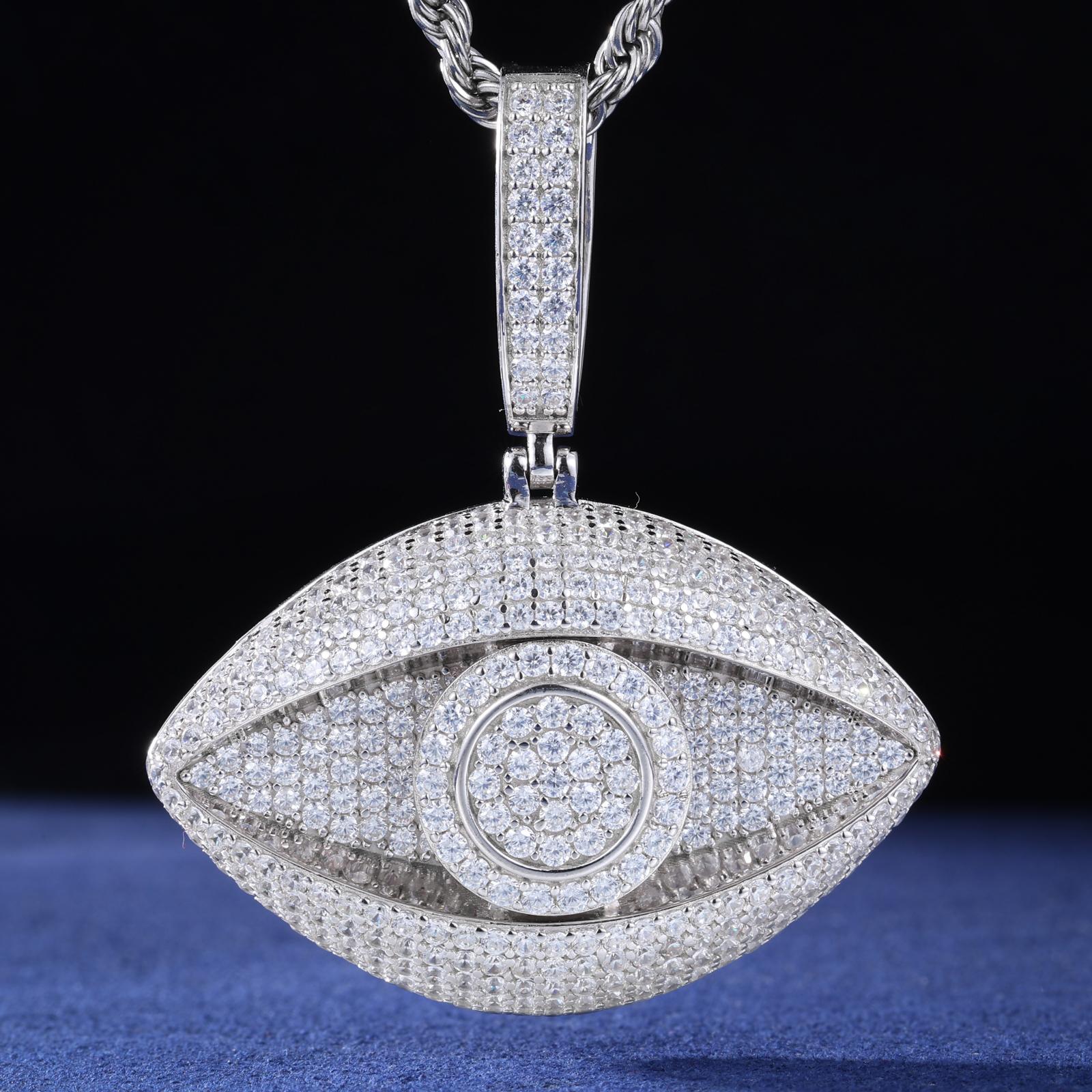 Moissanite Certified Evil Eye Pendant Necklaces Diamond Iced Out Sterling Silver Gold Plated Hip Hop Jewelry for Man Woman